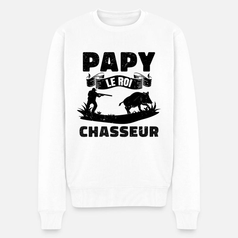 Papy Le Roi Chasseur - Pull Premium bio Homme - blanc