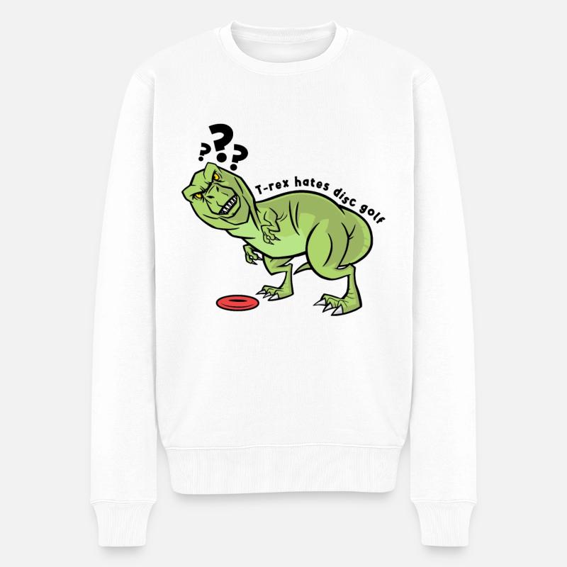 Disc Golf Frisbee T-Rex - Männer Premium Bio Pullover - Weiß