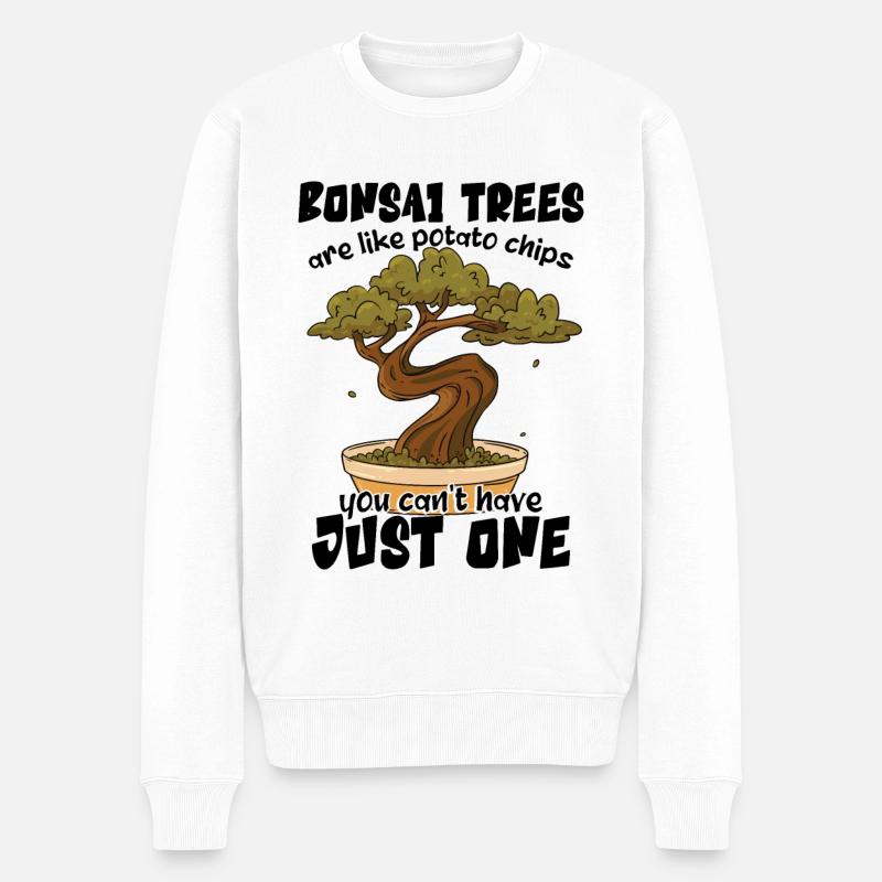Lustiger Wacholderbaum Gartenarbeit Bonsai Baum - Männer Premium Bio Pullover - Weiß