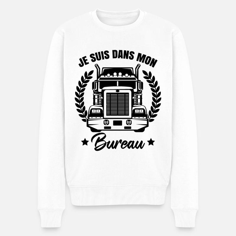 Routier Chauffeur De Camion Camionneur - Pull Premium bio Homme - blanc