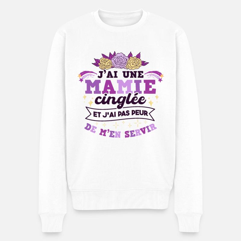 J'Ai Une Mamie Cinglée - Pull Premium bio Homme - blanc