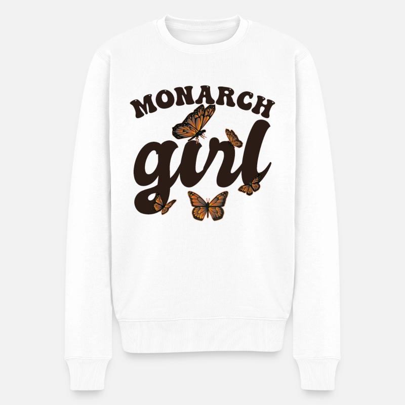 Monarch Mädchen - Männer Premium Bio Pullover - Weiß