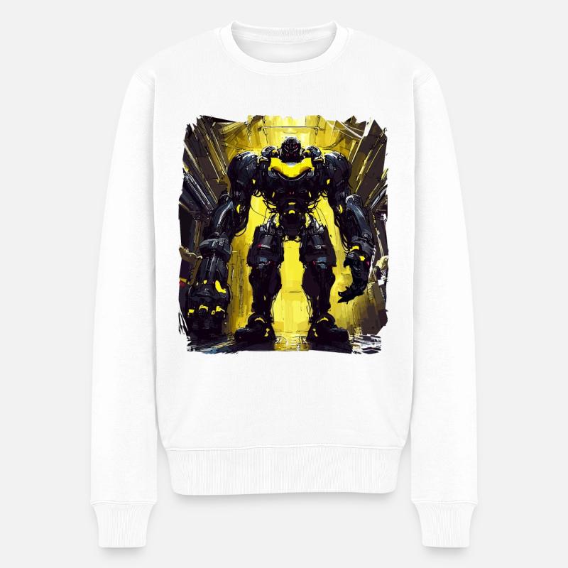 Futuristisch Cyberpunk Mech Warrior Sci Fi Roboter - Männer Premium Bio Pullover - Weiß