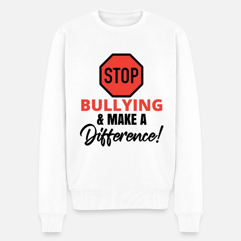 Mobbing-Prävention | Kein Mobbing | Freundlichkeit - Männer Premium Bio Pullover - Weiß