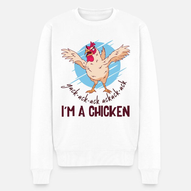 Ich bin ein Huhn - Männer Premium Bio Pullover - Weiß