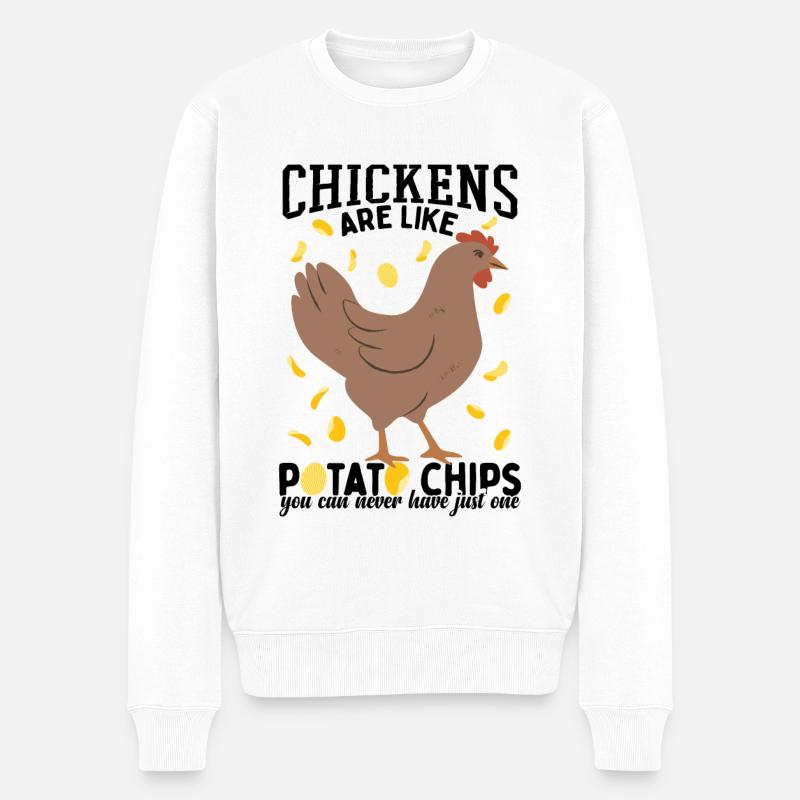 Hühnchen sind wie Kartoffelchips - Männer Premium Bio Pullover - Weiß