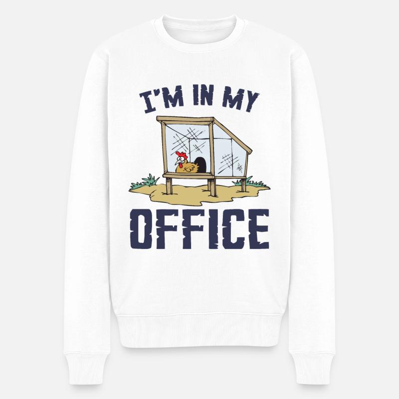 Ich bin in meinem Büro - Männer Premium Bio Pullover - Weiß