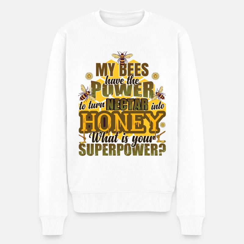 Beekeping Lustig - Männer Premium Bio Pullover - Weiß