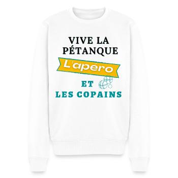 Vive la pétanque l'apéro et les copains - Pull Premium bio Homme - blanc - Devant - Thijin (182cm)