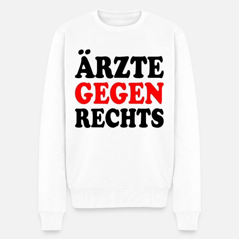 Ärzte gegen rechts - Männer Premium Bio Pullover - Weiß