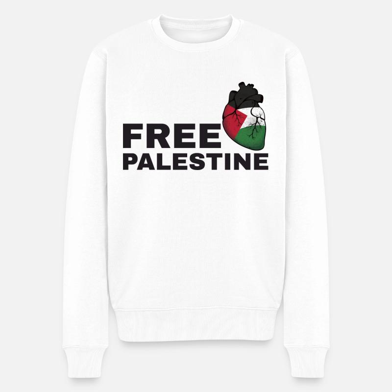 Free Palestine Palästina Free Gaza - Männer Premium Bio Pullover - Weiß