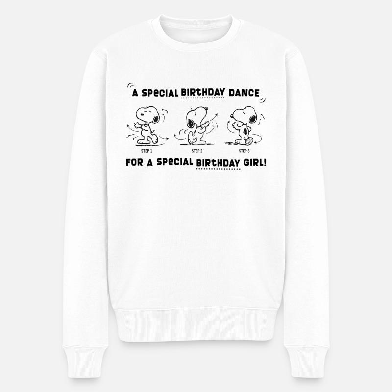 Peanuts Design Snoopy Geburtstagstanz Mädchen - Männer Premium Bio Pullover - Weiß