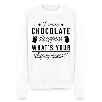 Je fais disparaître le chocolat - Pull Premium bio Homme - blanc - Devant - Thijin (182cm)
