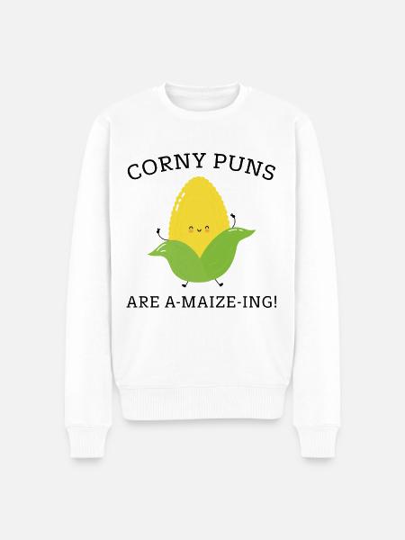 Corny Puns Are A-Maize-Ing - Men's Premium Organic Jumper - white