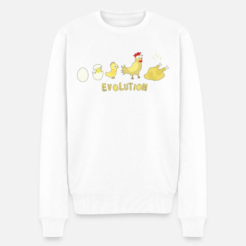 Evolution Egg Pollo Arrosto Pollo Barbecue - Maglione ecologico premium da uomo - bianco