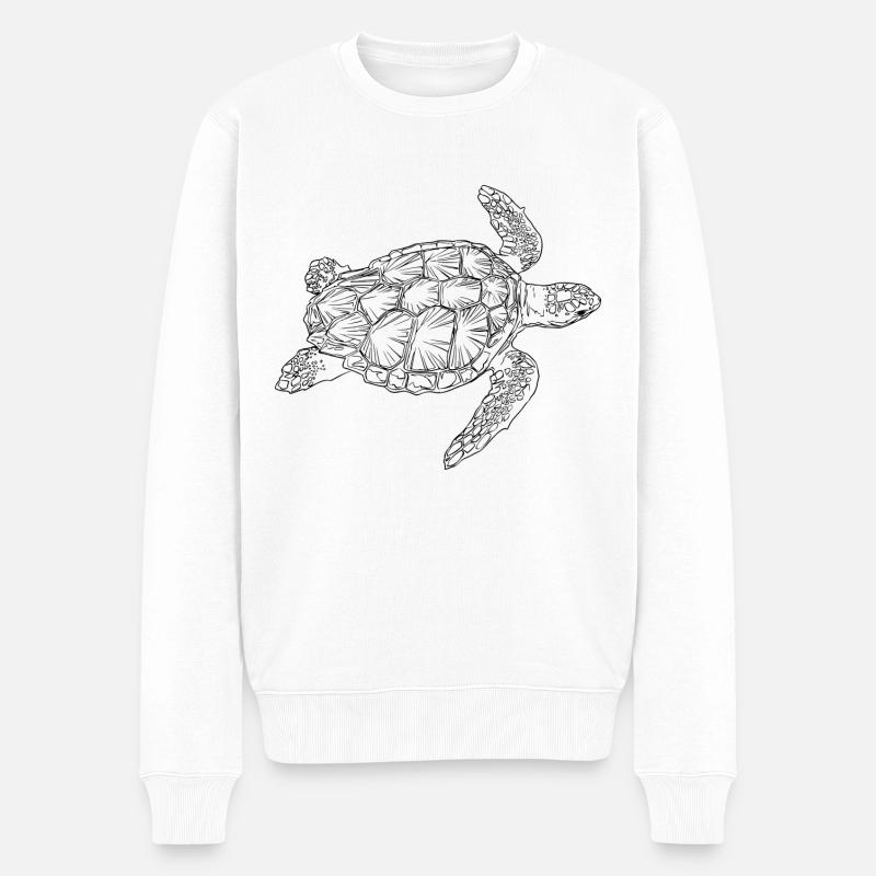 Schildkröte, Meeserschildkröte - Männer Premium Bio Pullover - Weiß