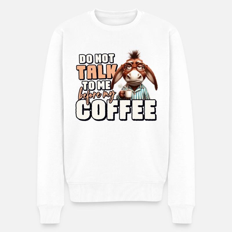 Mürrischer Esel mit Kaffee - Männer Premium Bio Pullover - Weiß