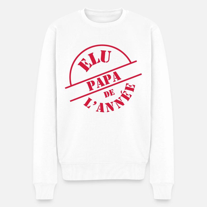 Élu Papa de l'année ! Fête des pères - Pull Premium bio Homme - blanc