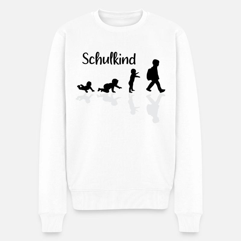 Schulkind Evolution Erstklässler Schule - Männer Premium Bio Pullover - Weiß