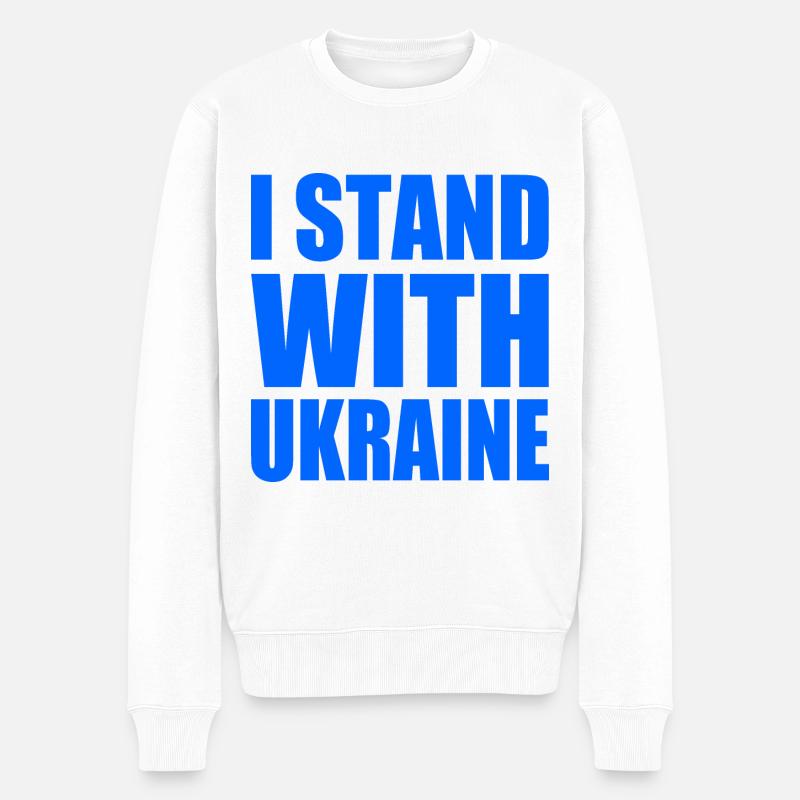 I stand with ukraine - Männer Premium Bio Pullover - Weiß
