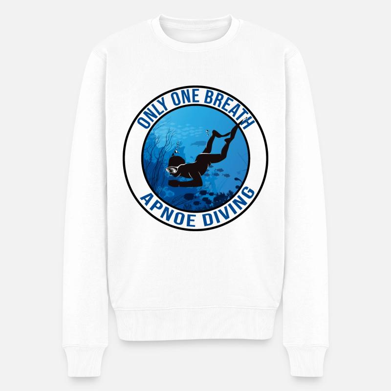 apnoe one breath apnoetauchen apnoe freediving - Männer Premium Bio Pullover - Weiß