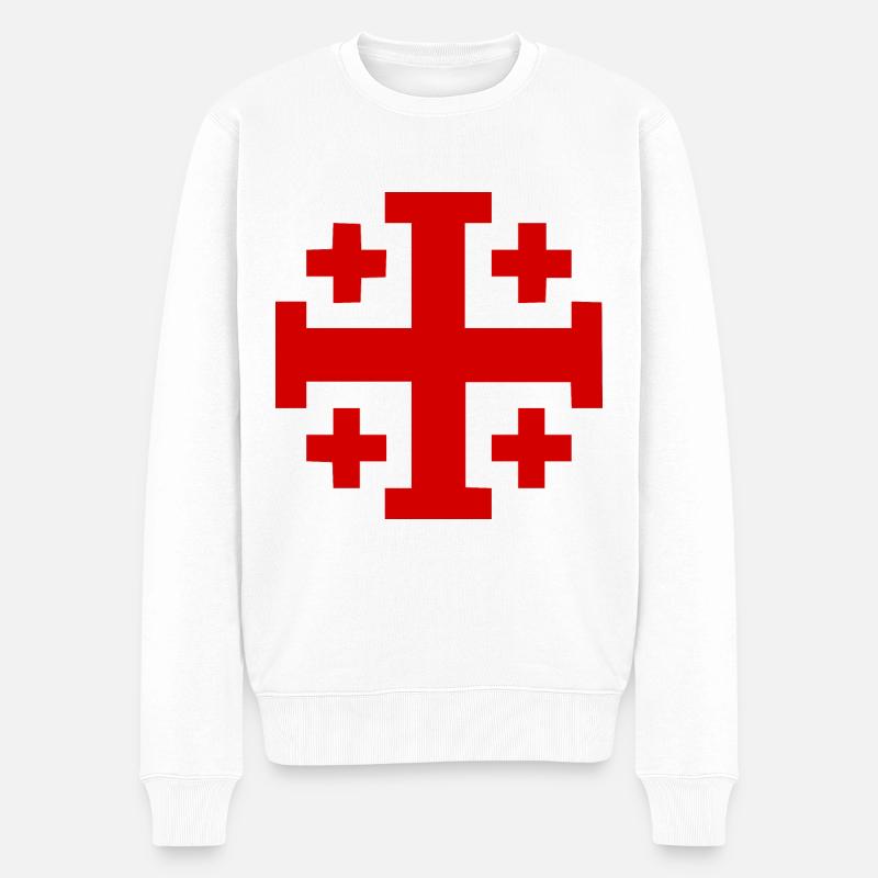 Jerusalem kreuz Jerusalemkreuz - Männer Premium Bio Pullover - Weiß