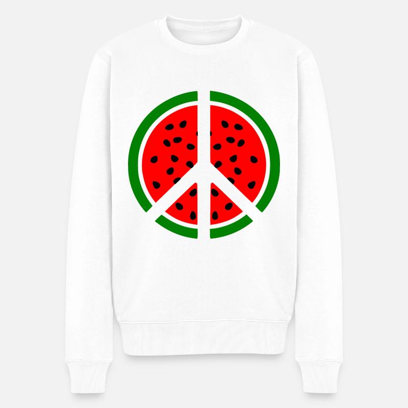Signe de paix pastèque melon - Pull Premium bio Homme - blanc