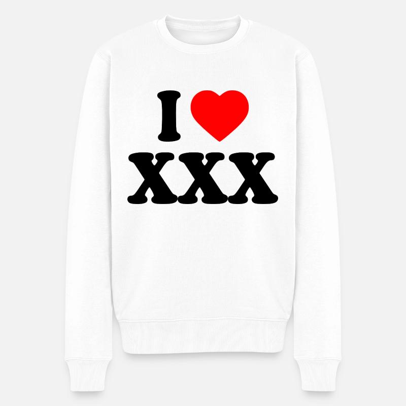 I love xxx - Männer Premium Bio Pullover - Weiß