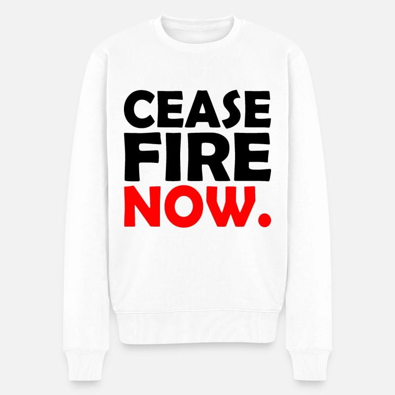 Ceasefire now - Männer Premium Bio Pullover - Weiß