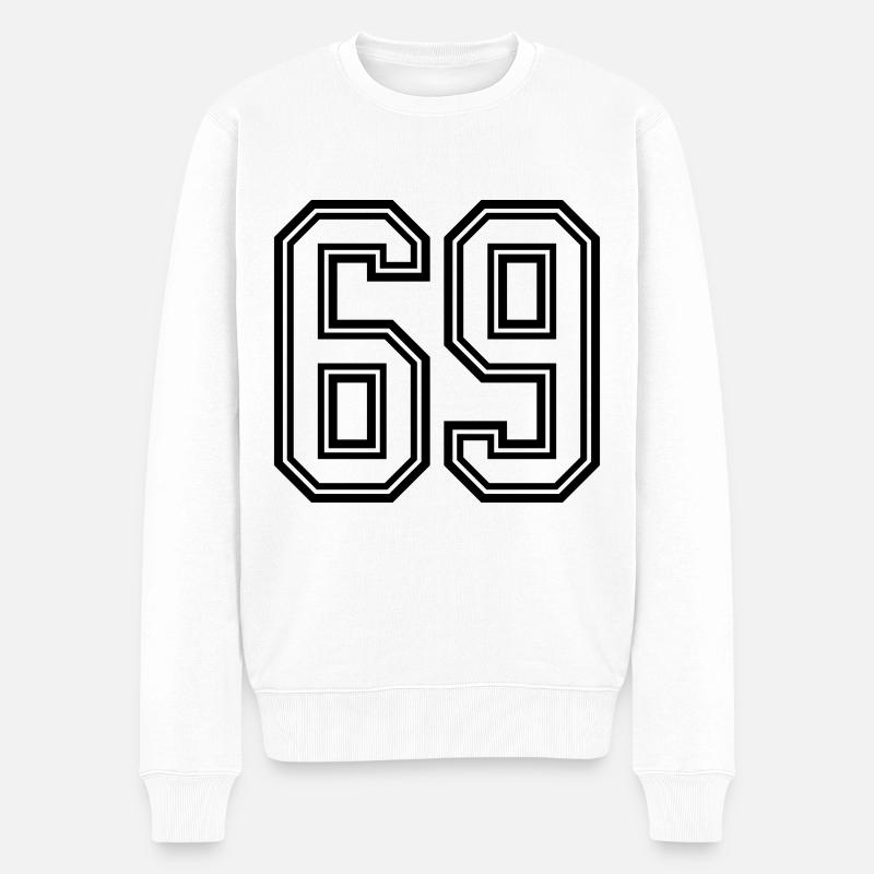 69 Zahl Symbol - Männer Premium Bio Pullover - Weiß