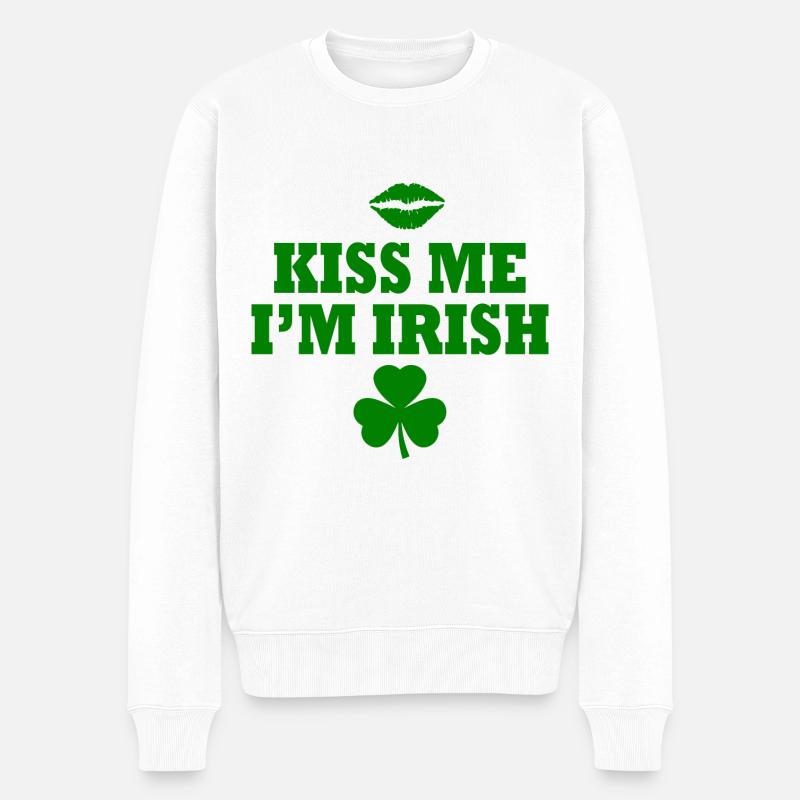Kiss me im irish - Männer Premium Bio Pullover - Weiß