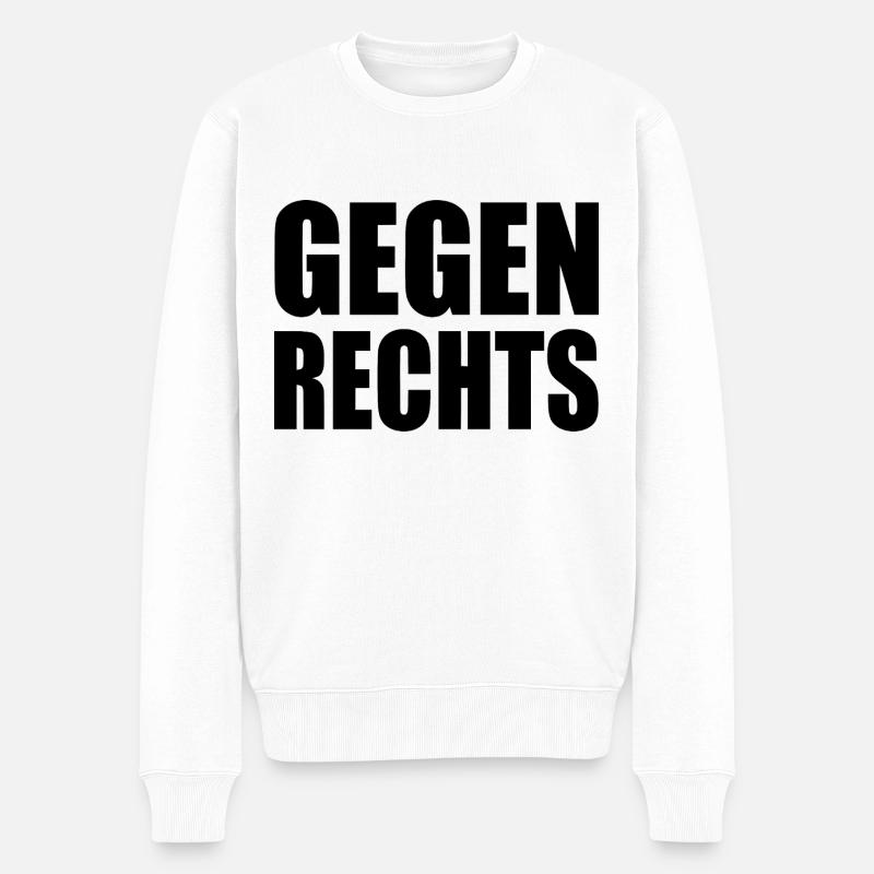 Gegen rechts - Männer Premium Bio Pullover - Weiß