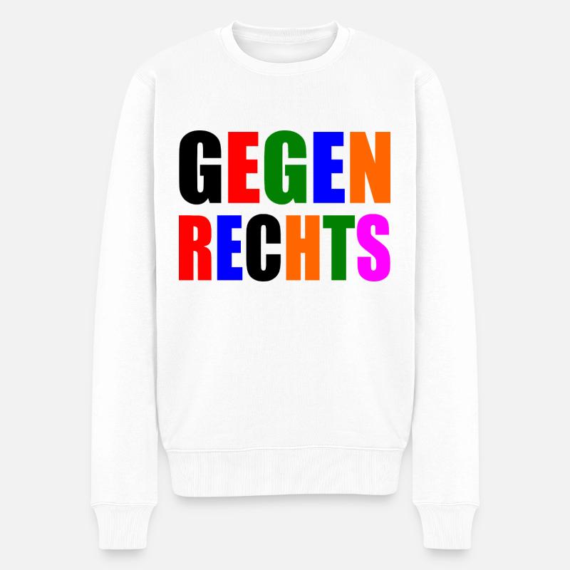 Gegen rechts - Männer Premium Bio Pullover - Weiß