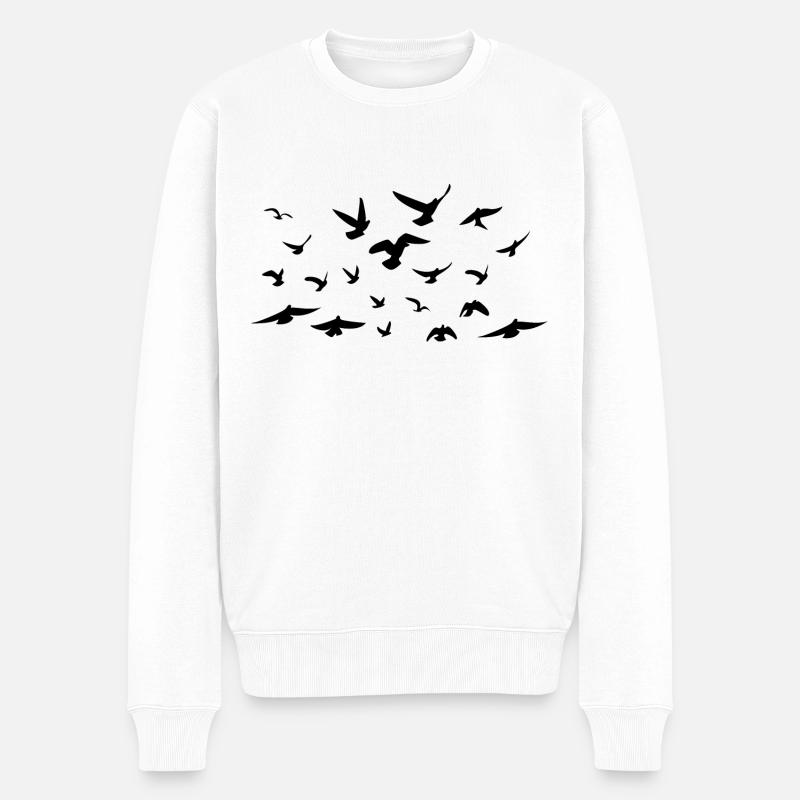 Vögel - Oiseaux - Männer Premium Bio Pullover - Weiß