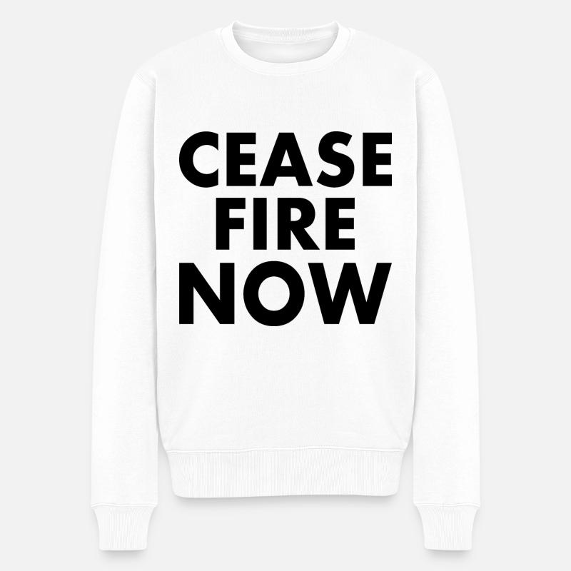 Ceasefire now - Pull Premium bio Homme - blanc