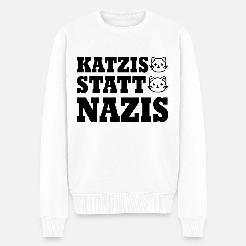 katzis statt nazis - Männer Premium Bio Pullover - Weiß