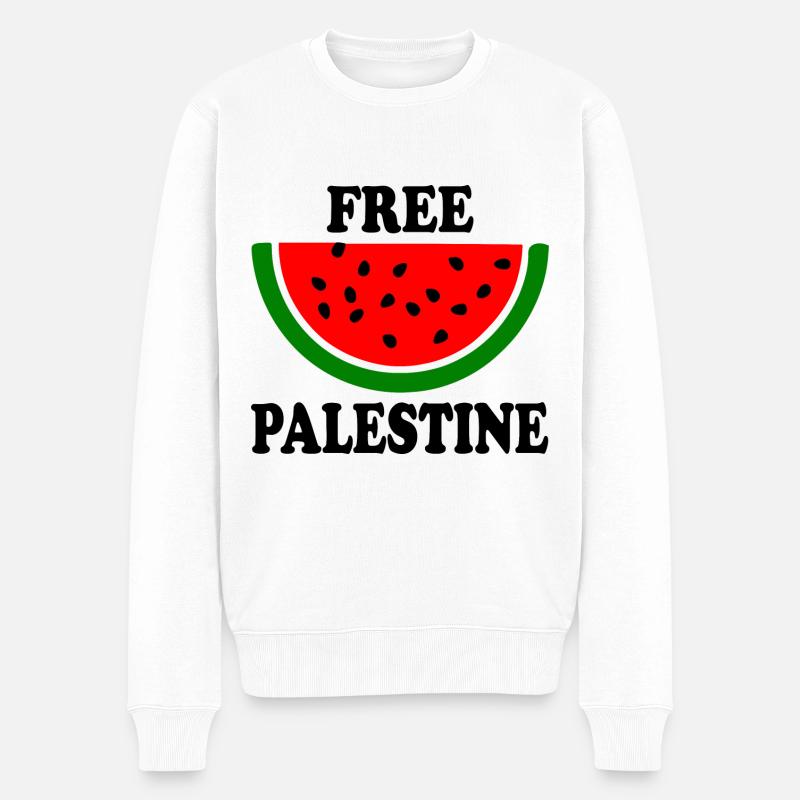 Free palestine Vandmelon melon - Økologisk premium-sweatshirt til mænd - hvid
