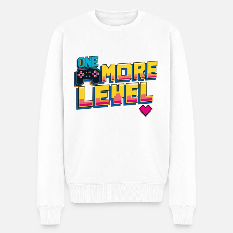 Pixel Level Up - Männer Premium Bio Pullover - Weiß