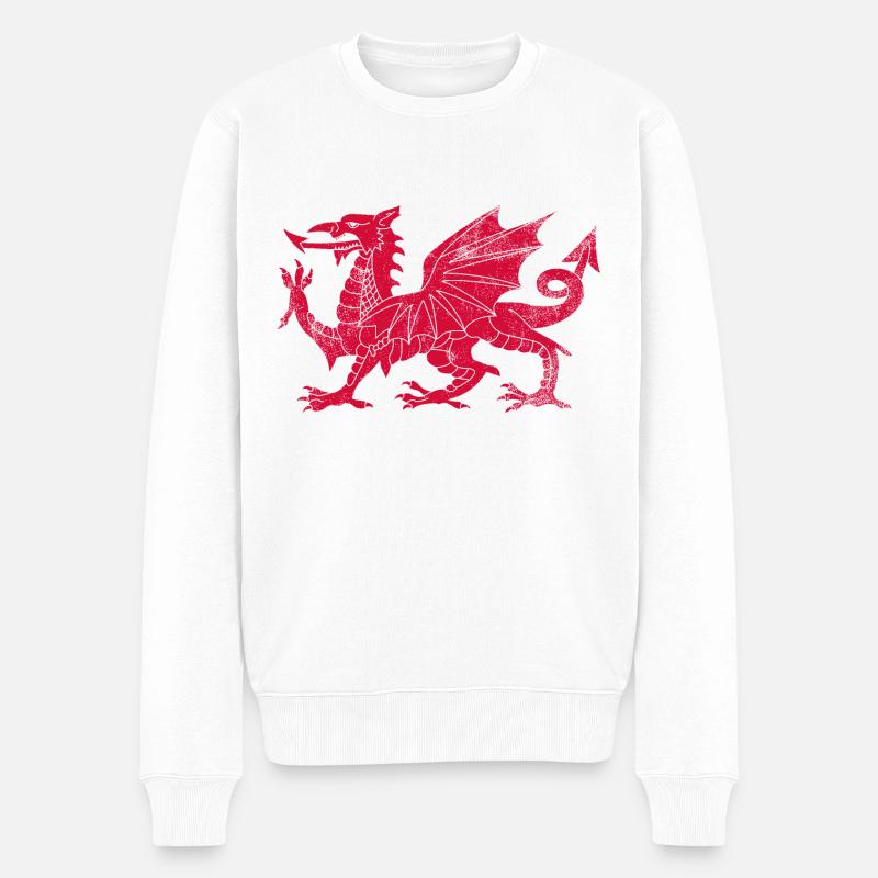 Pays de Galles Dragon Drapeau - Pull Premium bio Homme - blanc