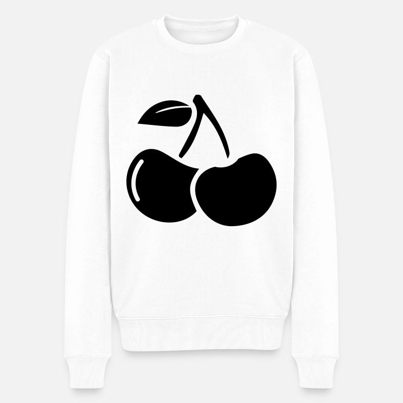 Kirschen symbol - Männer Premium Bio Pullover - Weiß