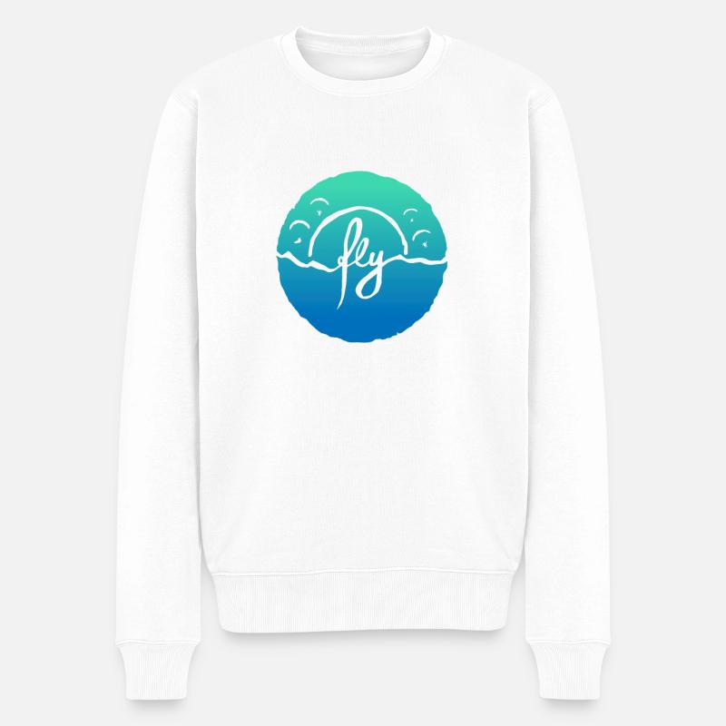 fly Alpes bleu - Pull Premium bio Homme - blanc