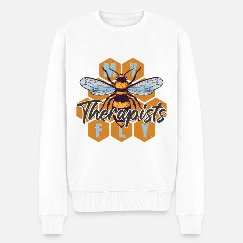 Honeycomb Bee Imkerei Zubehör - Männer Premium Bio Pullover - Weiß