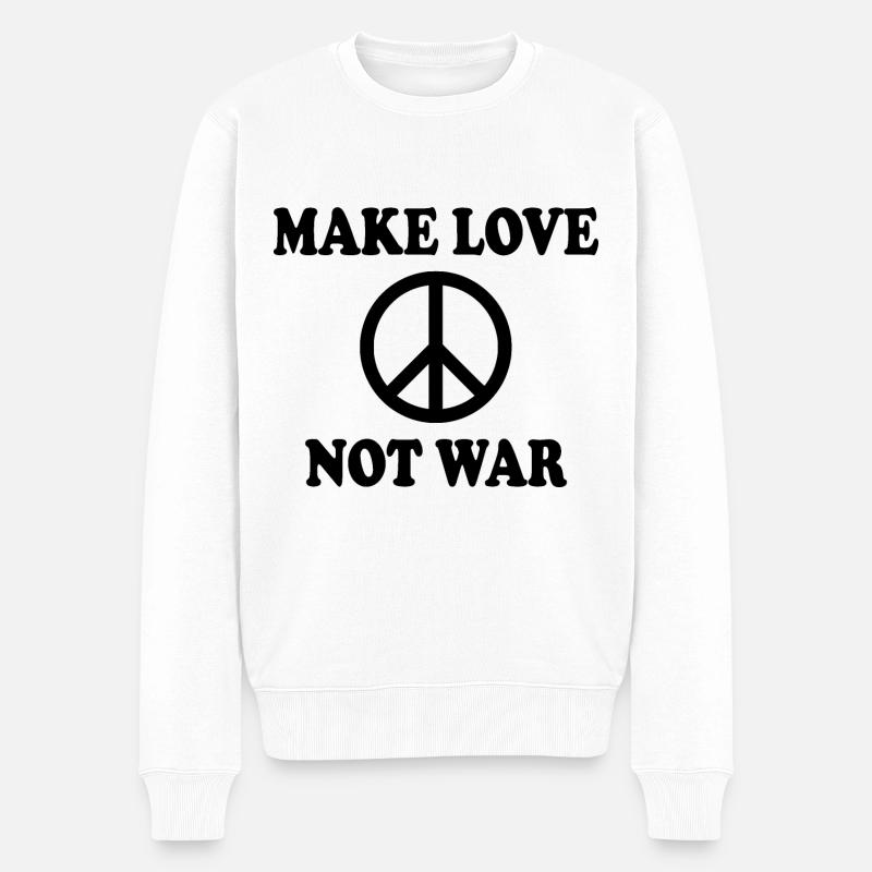 Make love not war - Pull Premium bio Homme - blanc