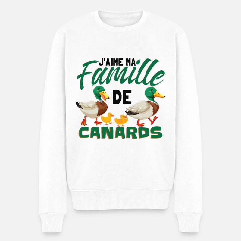 J'Aime Ma Famille De Canards - Pull Premium bio Homme - blanc