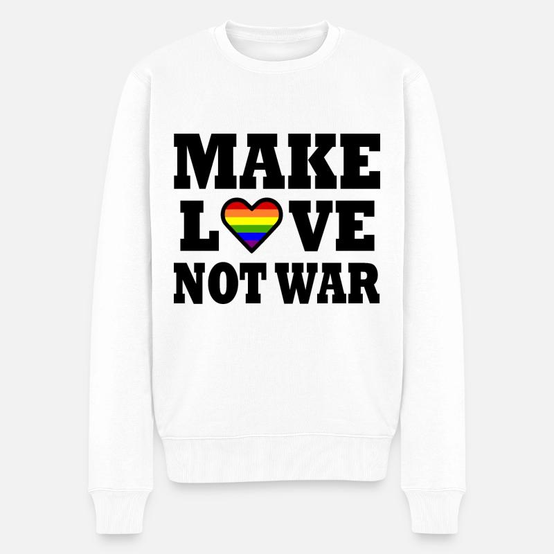 Make love not war - Männer Premium Bio Pullover - Weiß