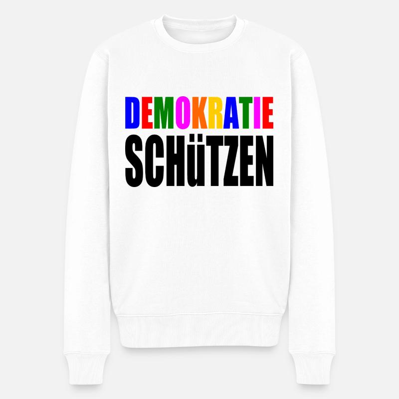 demokratie schützen - Männer Premium Bio Pullover - Weiß