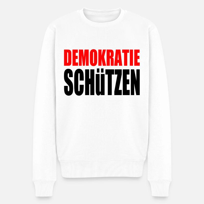 demokratie schützen - Männer Premium Bio Pullover - Weiß