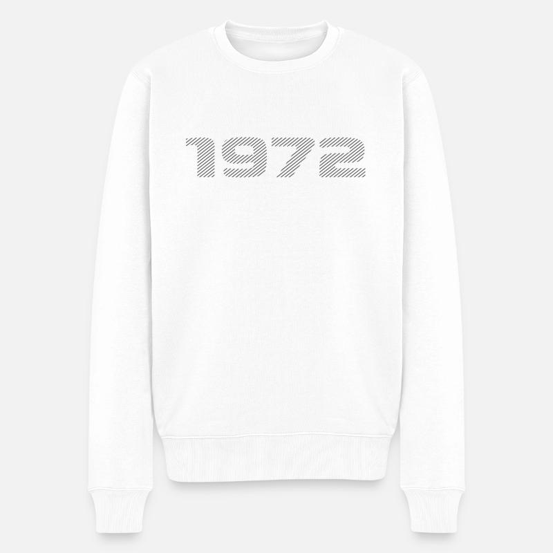 Geboren 1972 Retro Stripe Modernes Geburtstagsdesign - Männer Premium Bio Pullover - Weiß