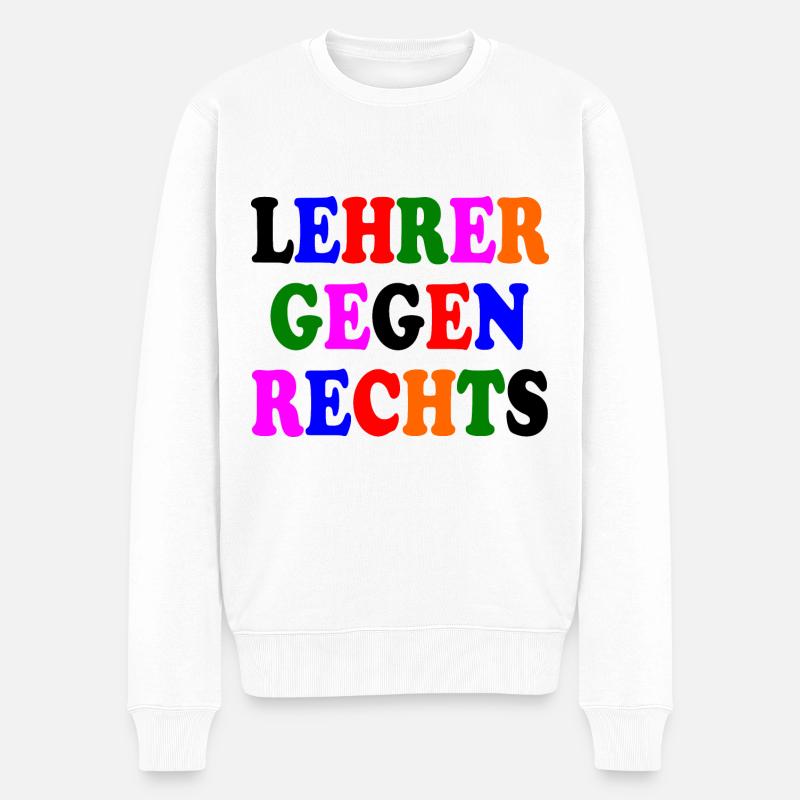Lehrer gegen rechts - Männer Premium Bio Pullover - Weiß