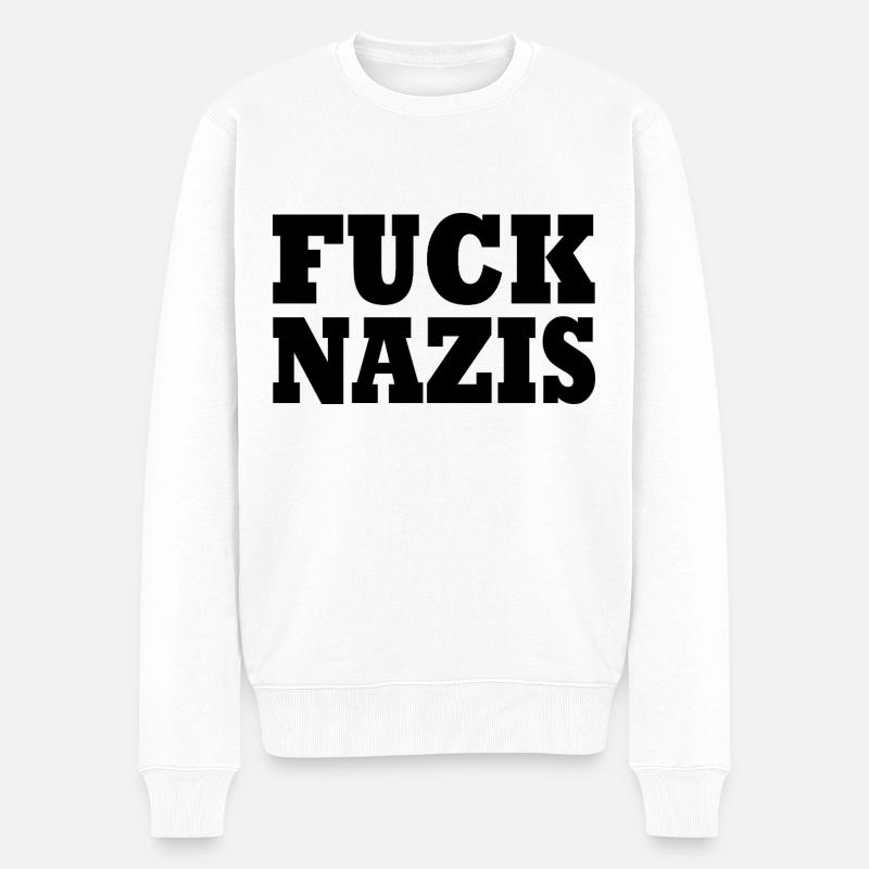 Fuck nazis - Männer Premium Bio Pullover - Weiß